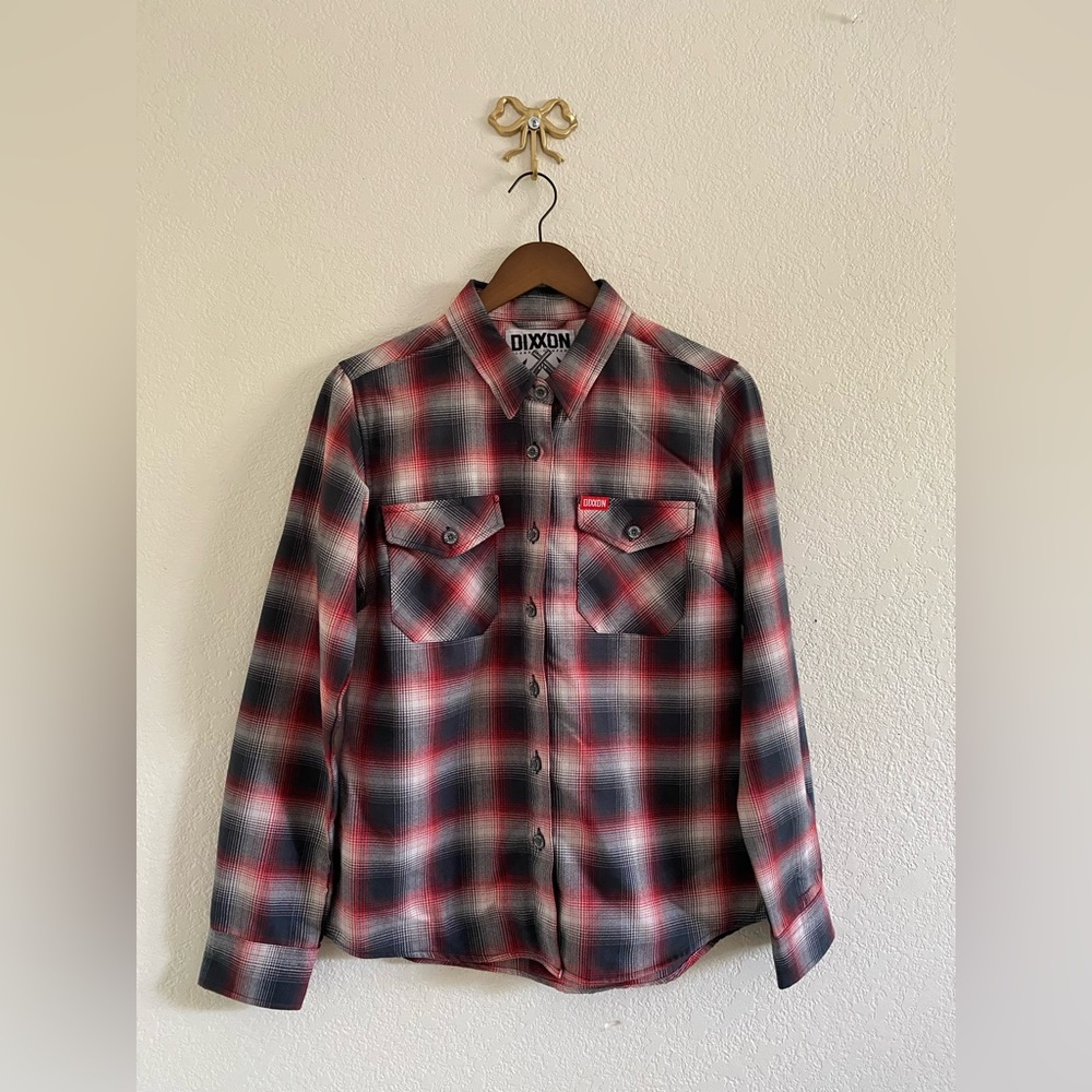 Dixxon Equalizer Women’s Size M Red Black White Button Up Plaid Flannel